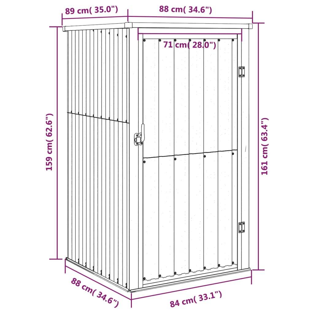 Abri à outils 0.78m² - Cabane à outils - Abri de jardin gris 88x89x161 cm acier galvanisé MAISON CHIC - Image 8