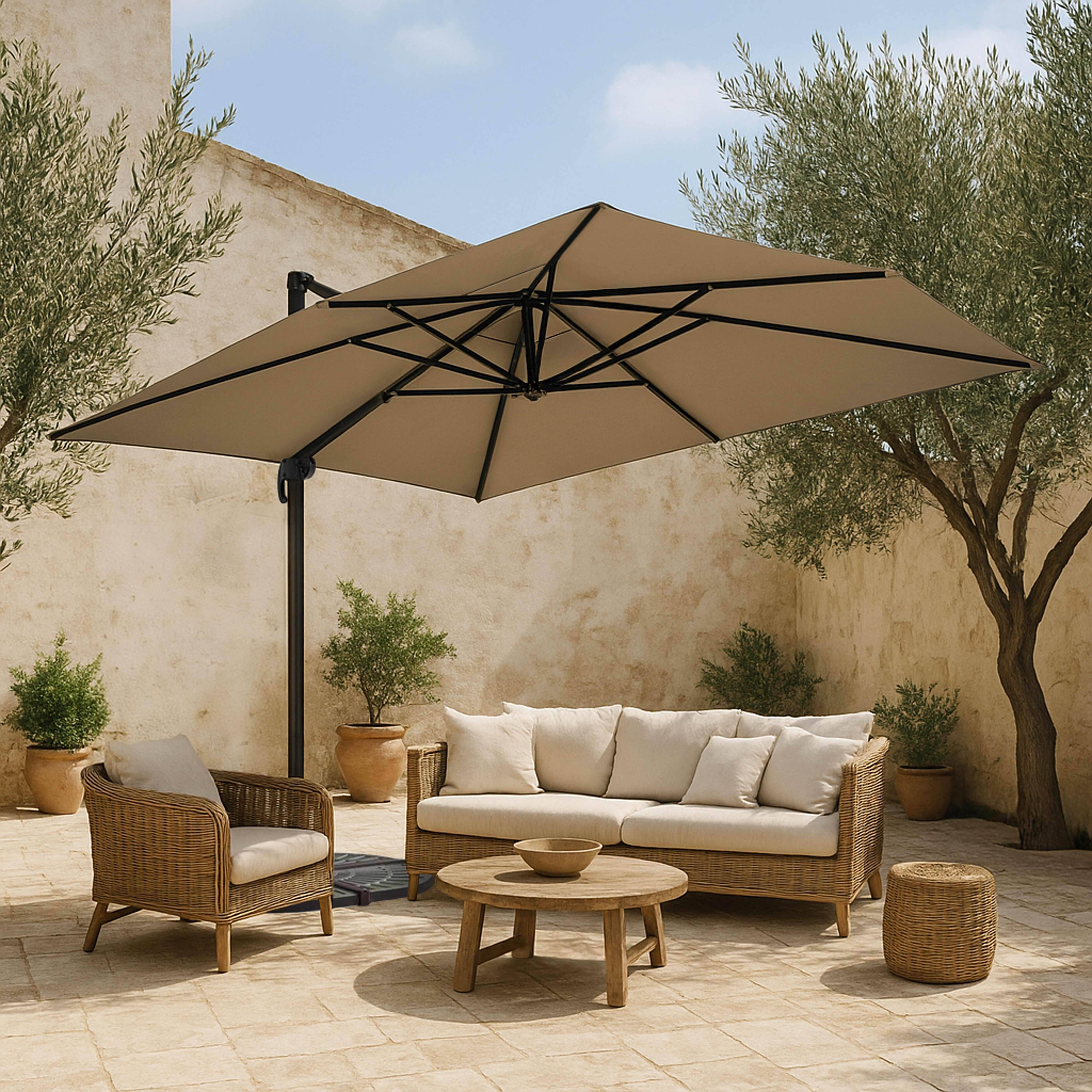 Oviala - Toile pour parasol déporté 4x3m taupe Caserta - Oviala - Image 2