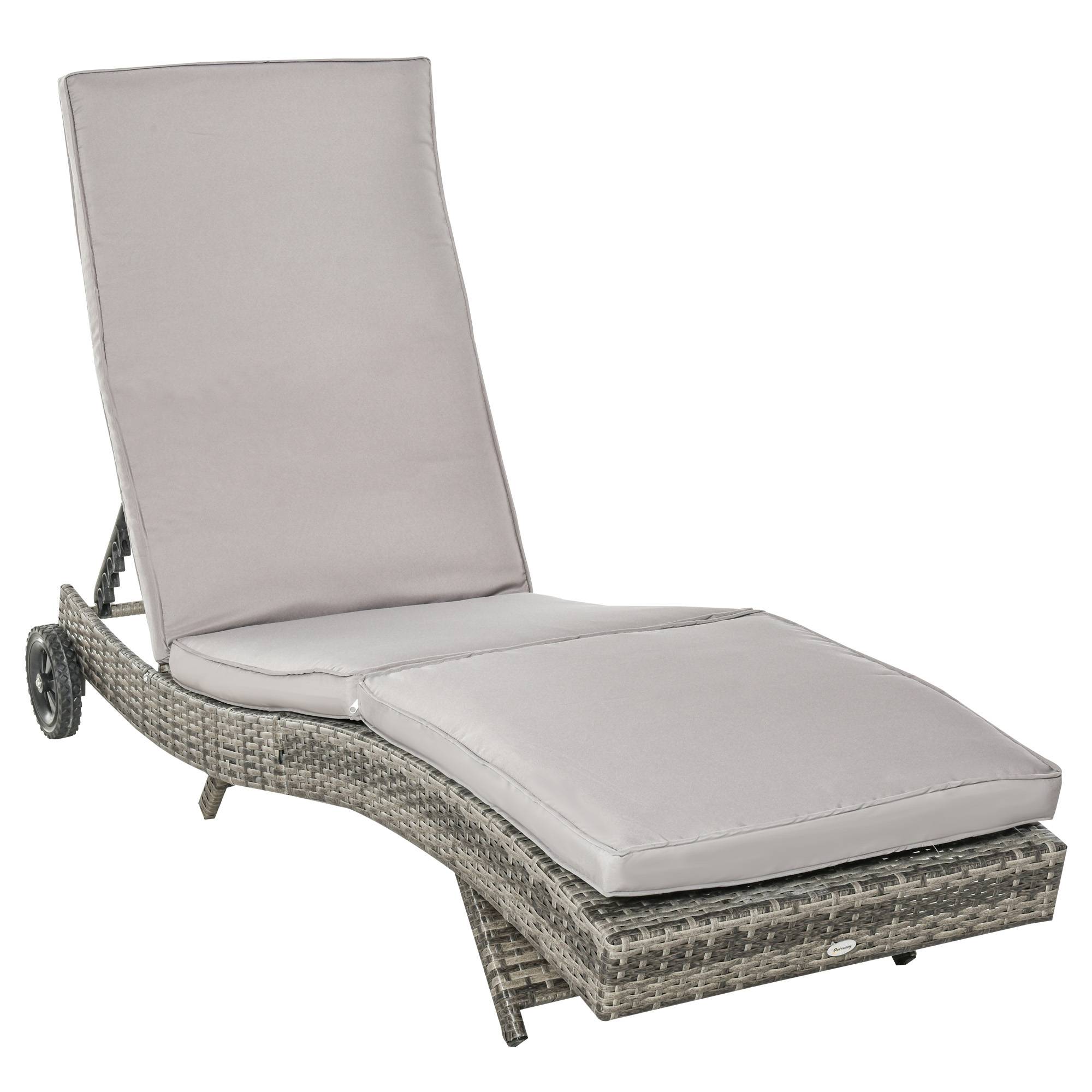 Bain de soleil transat grand confort - dossier inclinable 5 positions 207x70x70cm Résine Gris fr114 - Image 1