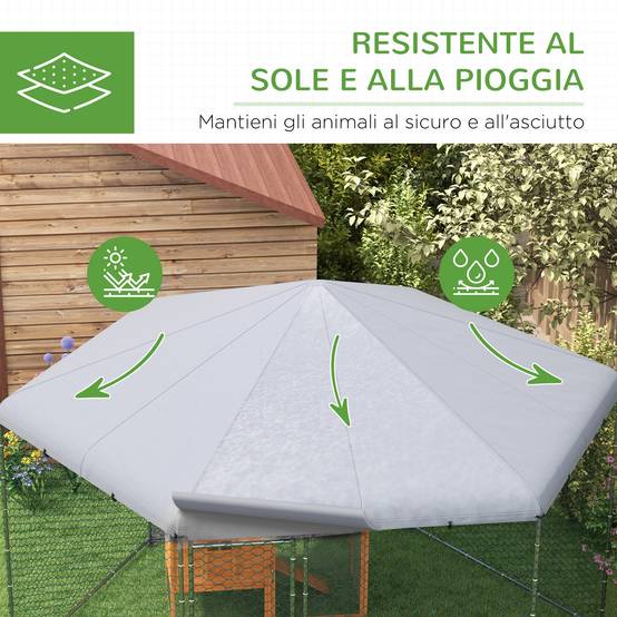 Poulailler avec toit et porte en acier verrouillable pour 10 à 15 poules, 4 x 3,5 x 2,6 m - Image 6