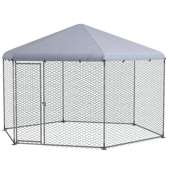 Poulailler avec toit et porte en acier verrouillable pour 10 à 15 poules, 4 x 3,5 x 2,6 m - Image 2