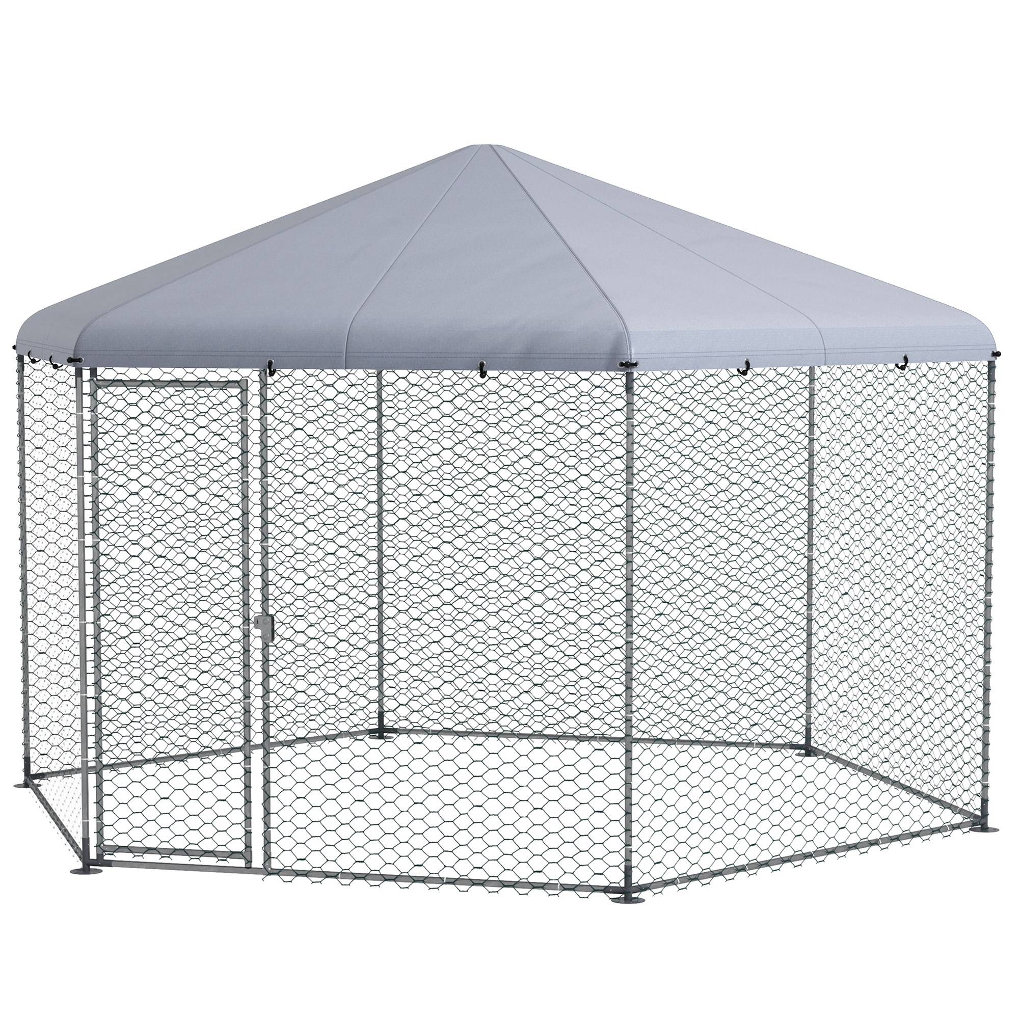 Poulailler avec toit et porte en acier verrouillable pour 10 à 15 poules, 4 x 3,5 x 2,6 m - Image 2
