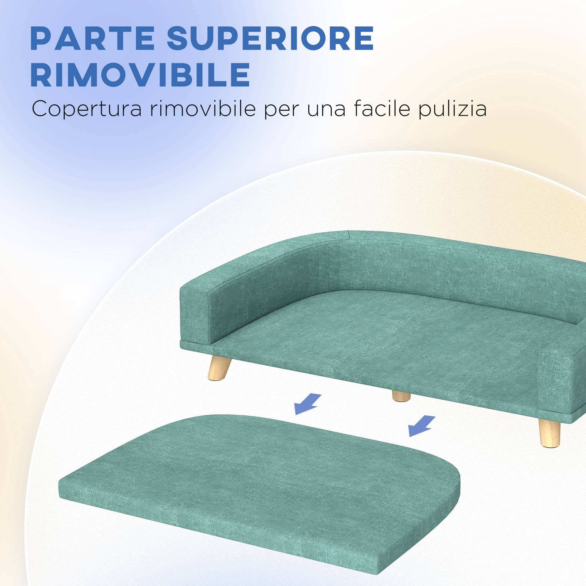 Canapé grand chien surélevé, coussin déhoussable,98x67x25cm,vert clair - Image 7