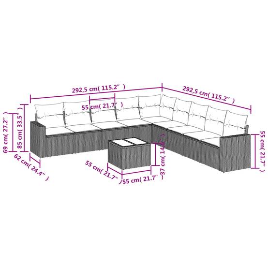 ComfortXL - Salon de jardin bas 10 pcs Résine Tressée Marron avec Table Verre et Rangement – ComfortXL Outdoor Living - Image 3