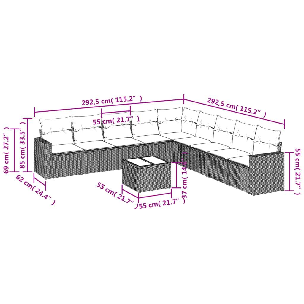 ComfortXL - Salon de jardin bas 10 pcs Résine Tressée Marron avec Table Verre et Rangement – ComfortXL Outdoor Living - Image 3