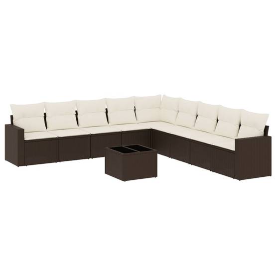 ComfortXL - Salon de jardin bas 10 pcs Résine Tressée Marron avec Table Verre et Rangement – ComfortXL Outdoor Living - Image 2