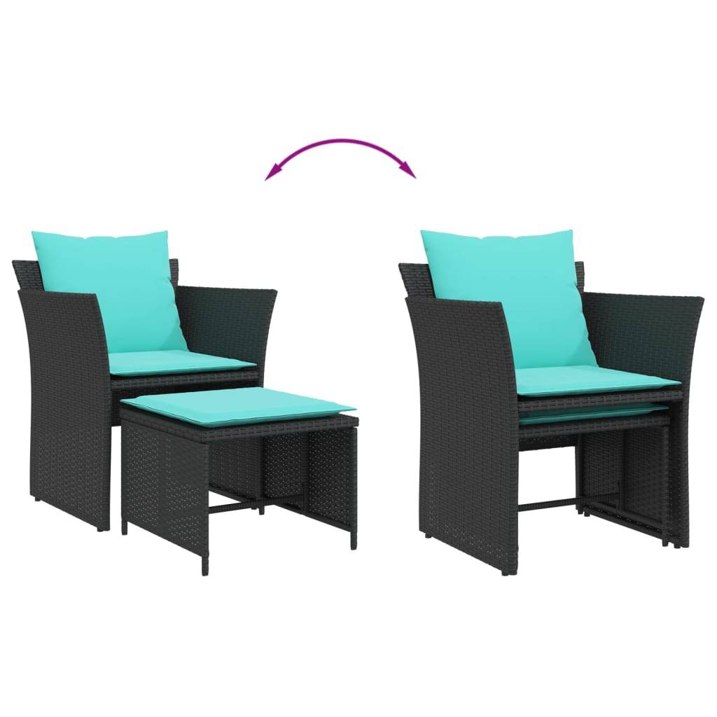 Chaise Relax Noire Résine Tressée avec Repose-Pieds et Coussins Turquoise pour Touche Couleur Jardin Moderne – ComfortXL Outdoor Living - Image 8
