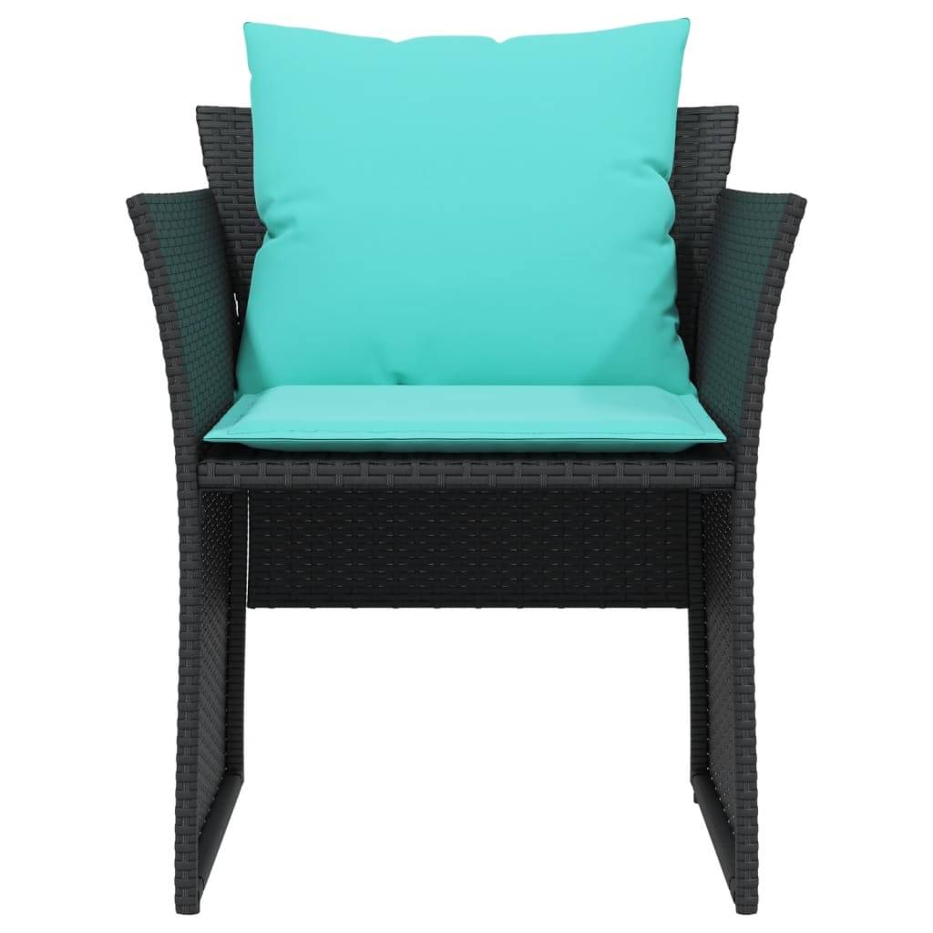 Chaise Relax Noire Résine Tressée avec Repose-Pieds et Coussins Turquoise pour Touche Couleur Jardin Moderne – ComfortXL Outdoor Living - Image 5
