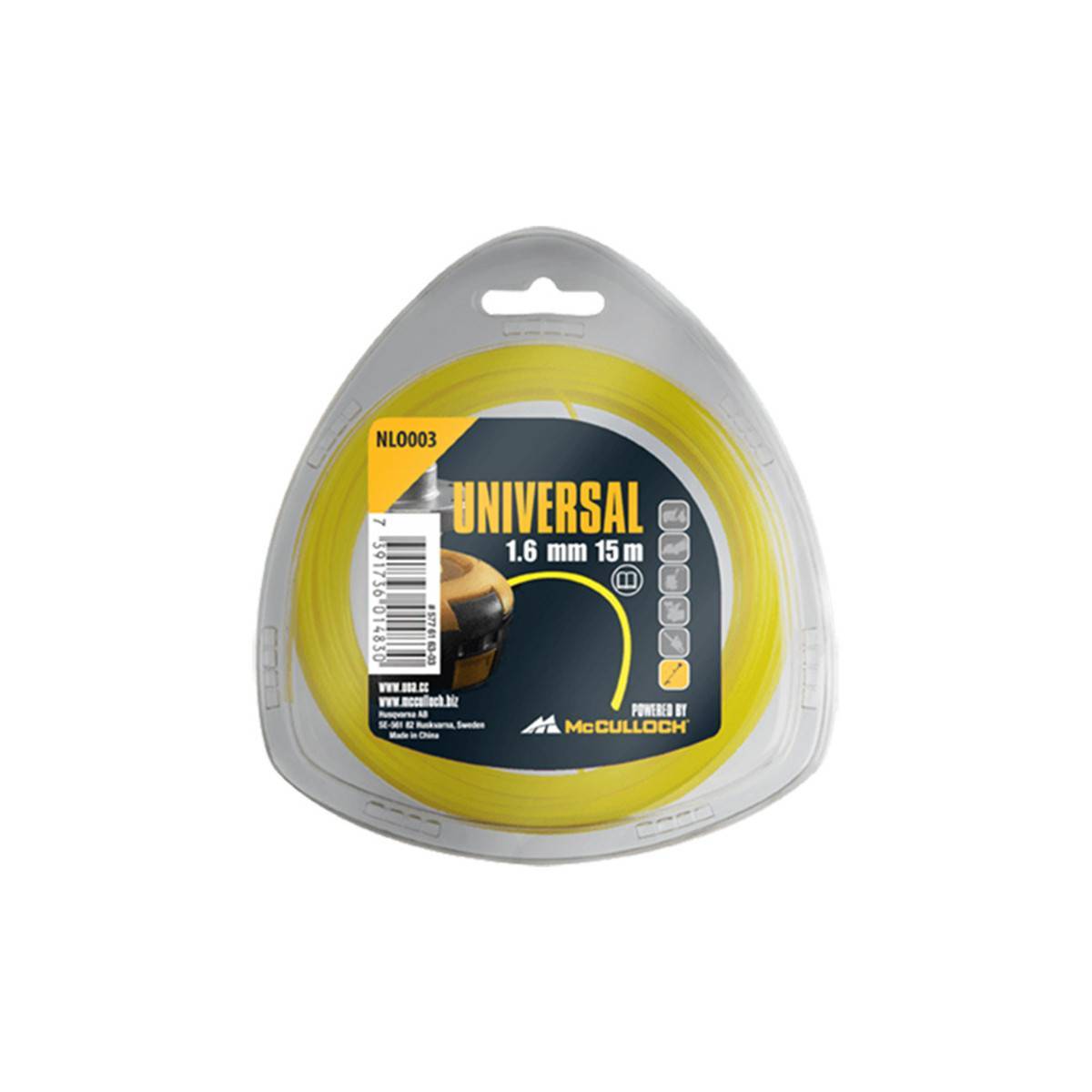 McCulloch - Fil de coupe-herbe en nylon 1.6mm x 15m NLO003