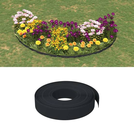 Bordure pelouse polyéthylène extérieur aménagement paysager 10mx10cm noir - ComfortXL Outdoor Living - Image 1