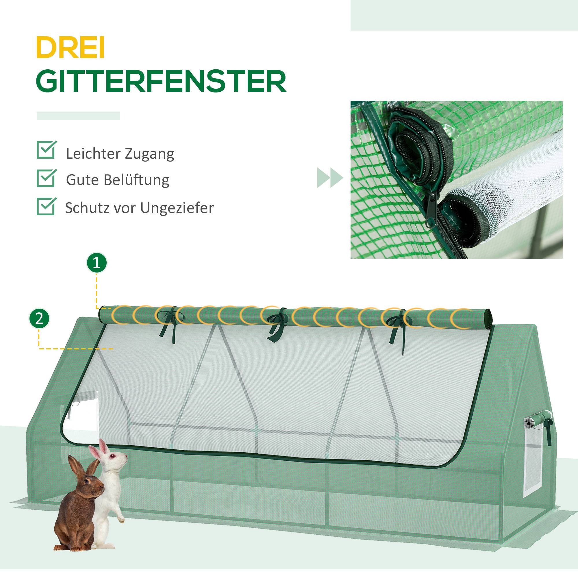 Mini serre tunnel acier PE pour potager et semis protection croissance 240x90x90cm vert - ComfortXL Outdoor Living - Image 4