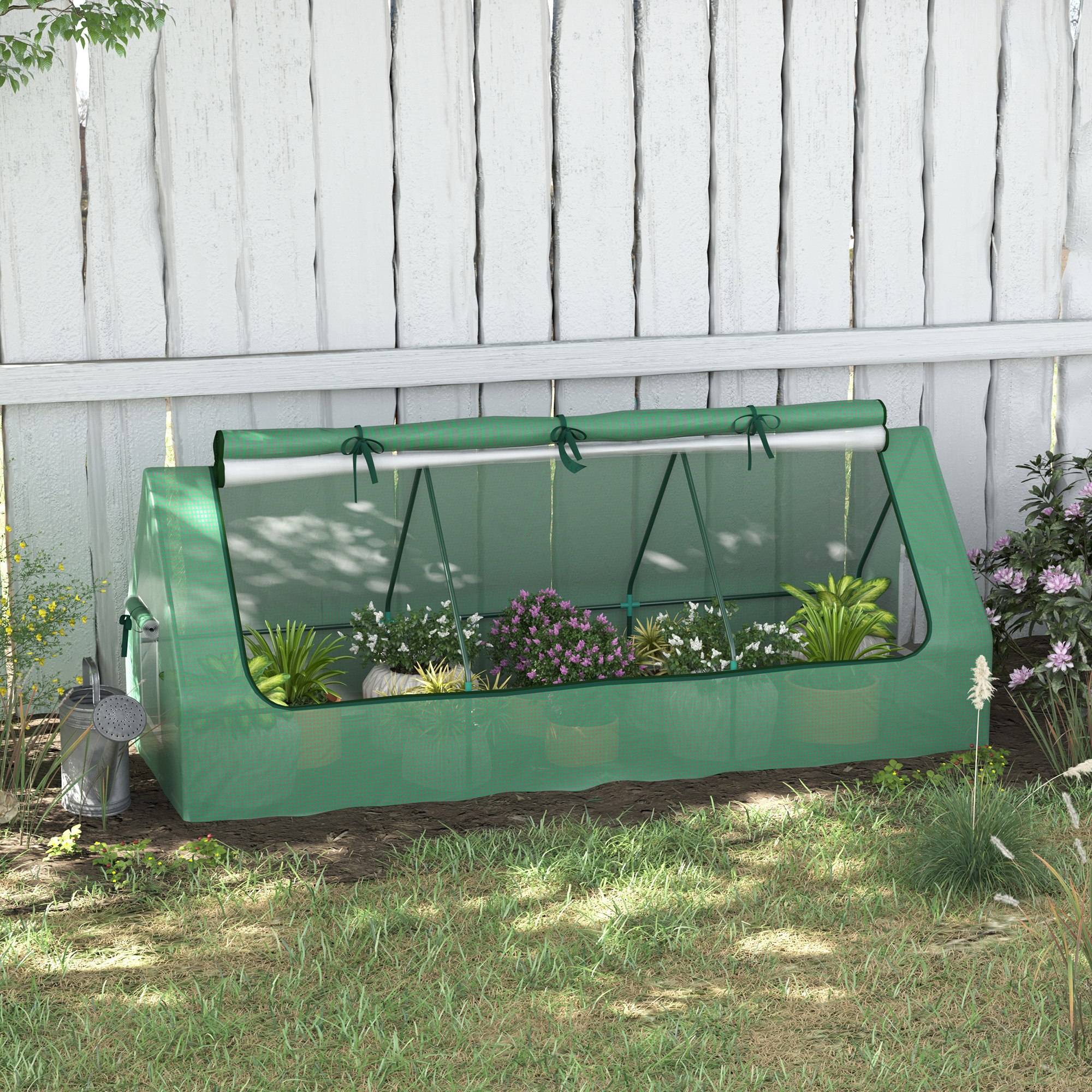 Mini serre tunnel acier PE pour potager et semis protection croissance 240x90x90cm vert - ComfortXL Outdoor Living - Image 1