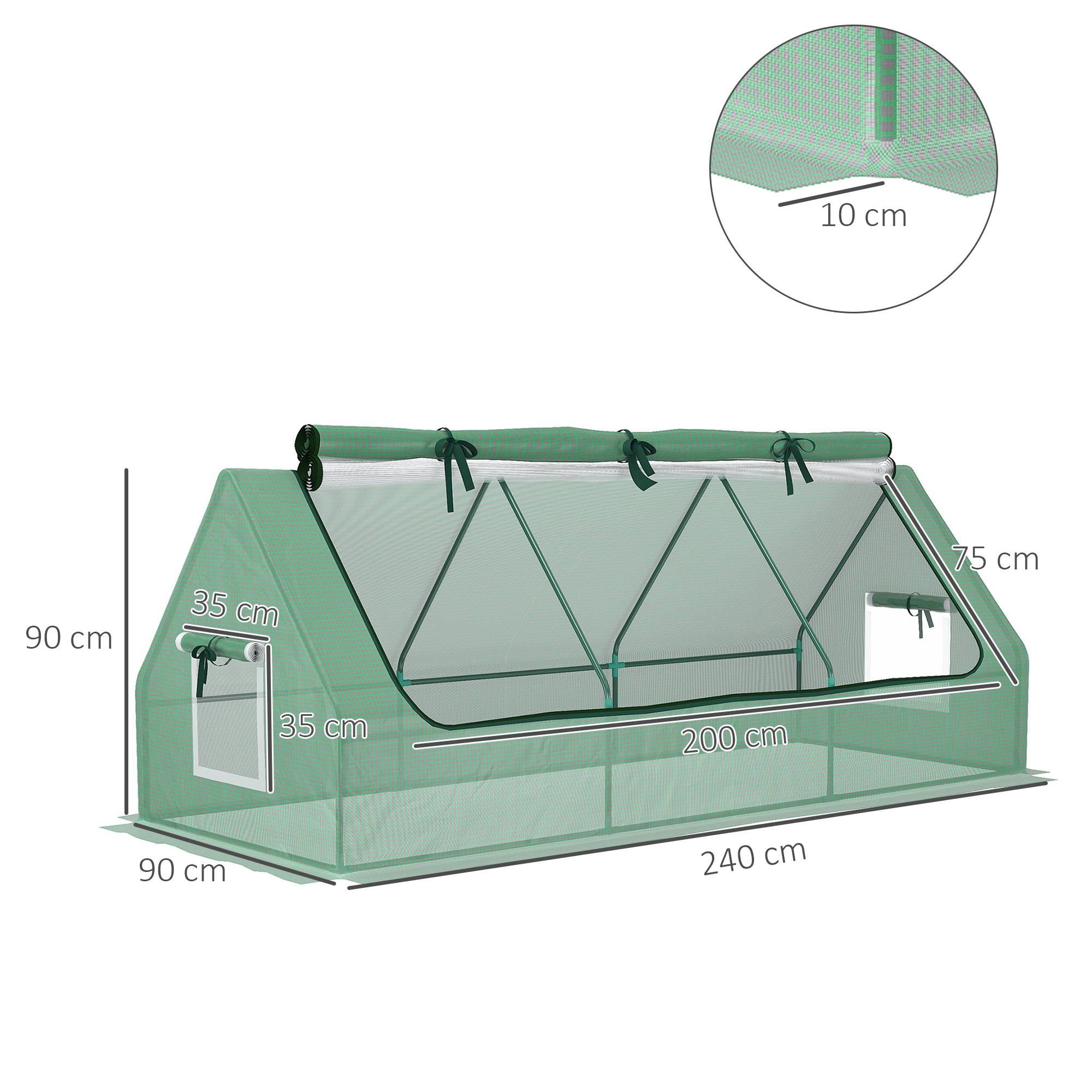 Mini serre tunnel acier PE pour potager et semis protection croissance 240x90x90cm vert - ComfortXL Outdoor Living - Image 3