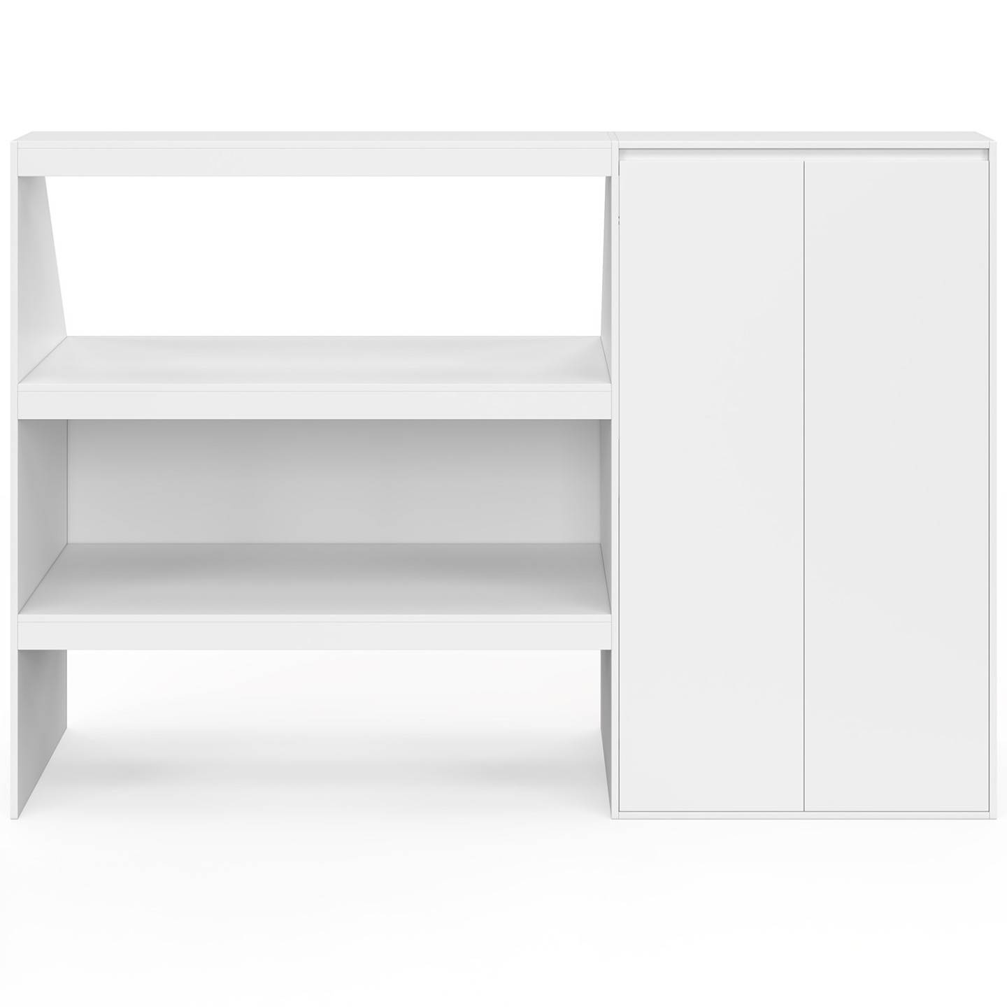 IDMARKET - Ensemble étagère 2 niveaux + armoire 2 portes sous pente TOMI blanc - Image 3