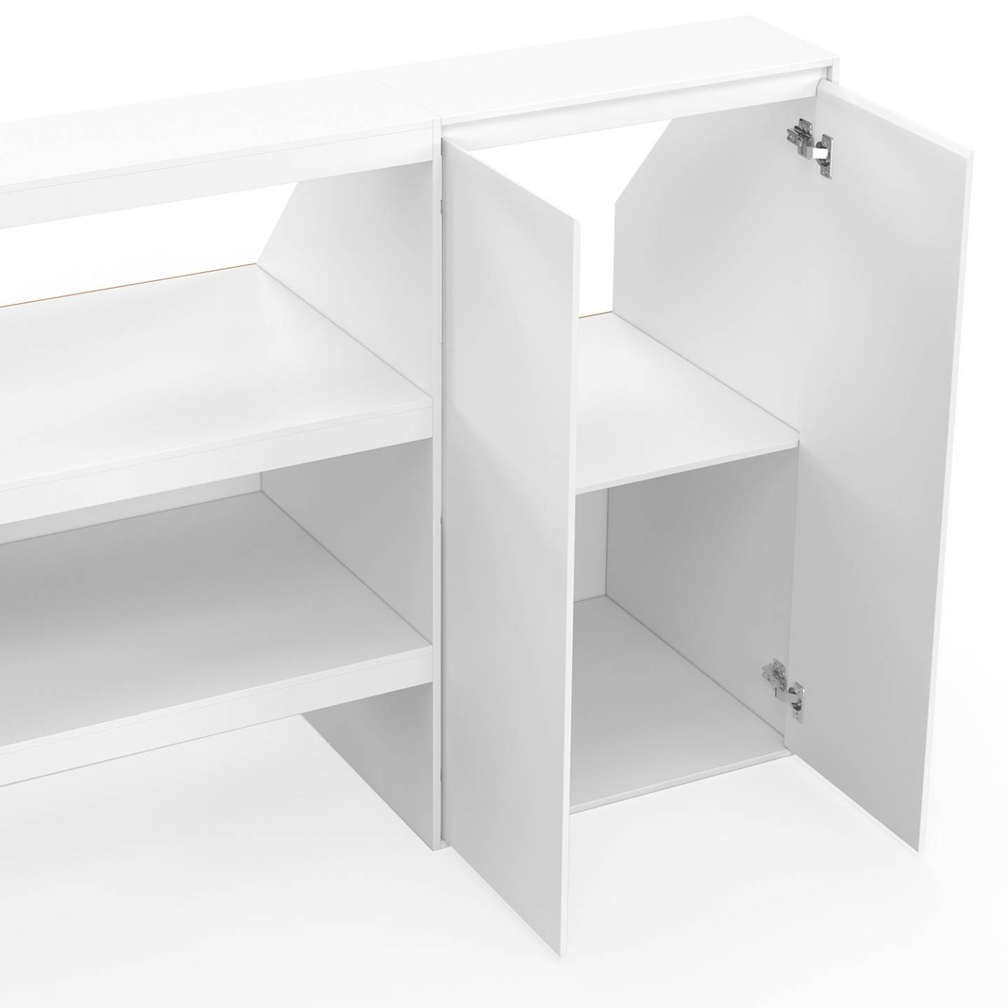 IDMARKET - Ensemble étagère 2 niveaux + armoire 2 portes sous pente TOMI blanc - Image 6
