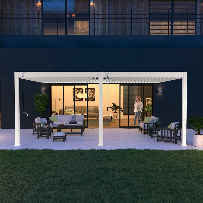 Ombrea - Pergola bioclimatique Ombréa VS adossée 4x6M - V2 - Blanc - Image 1