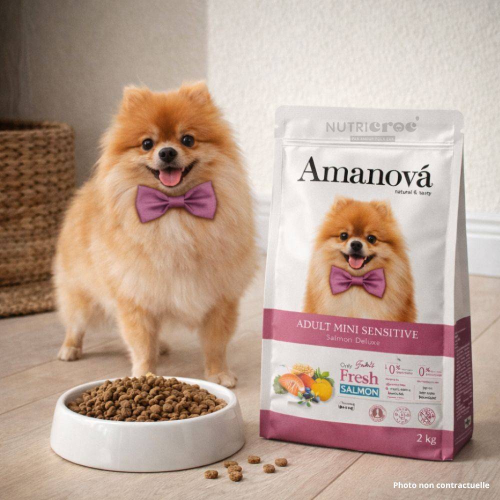 Croquettes Chien Petite Race Sans Céréales Amanova Saumon Sensible 7 kg - Image 2