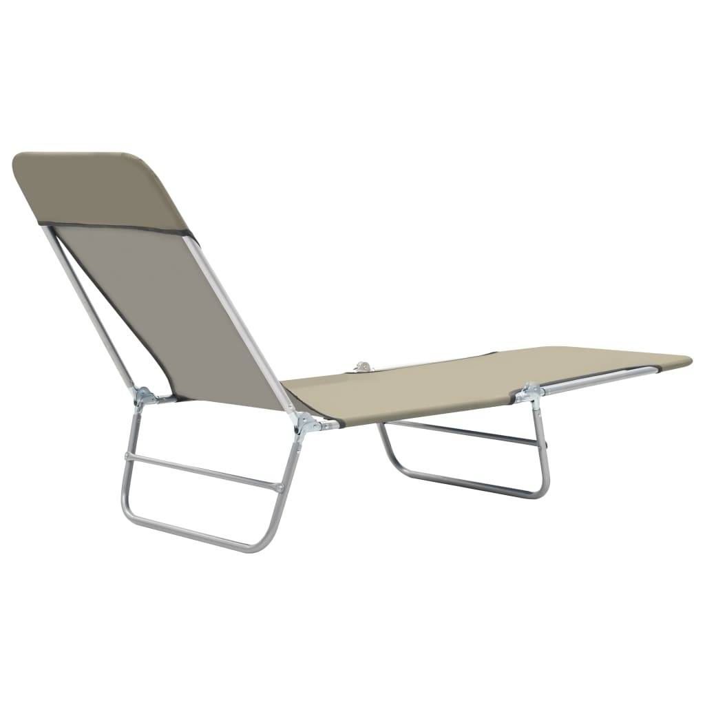 Helloshop26 - Chaises longues pliables 2 pcs acier et tissu taupe - Image 6