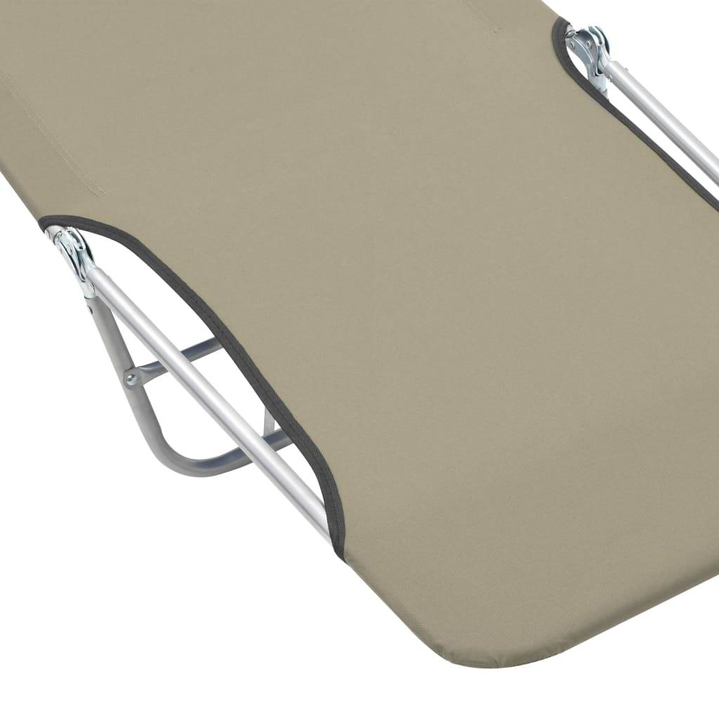 Helloshop26 - Chaises longues pliables 2 pcs acier et tissu taupe - Image 7