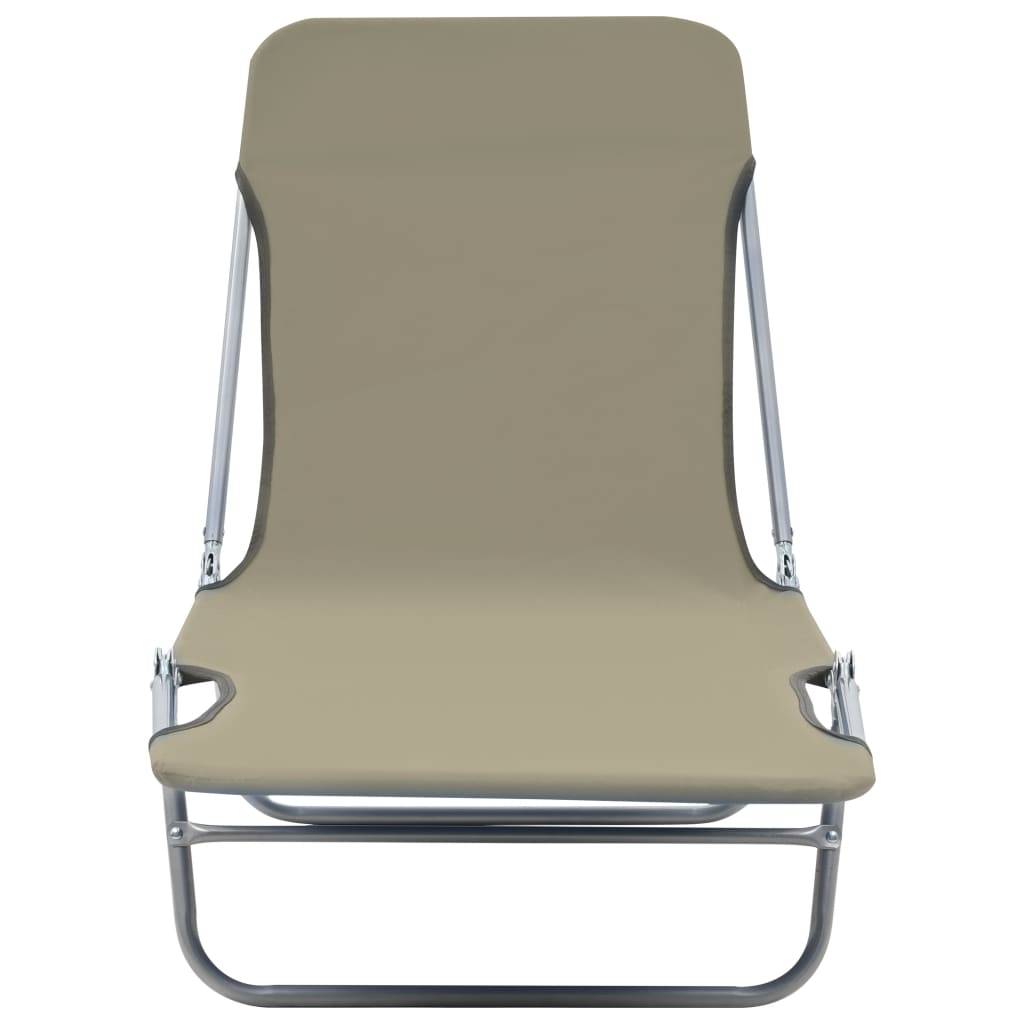 Helloshop26 - Chaises longues pliables 2 pcs acier et tissu taupe - Image 4