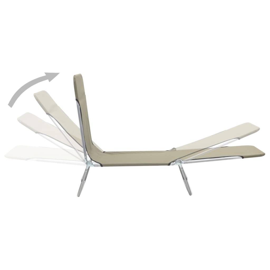 Helloshop26 - Chaises longues pliables 2 pcs acier et tissu taupe - Image 2