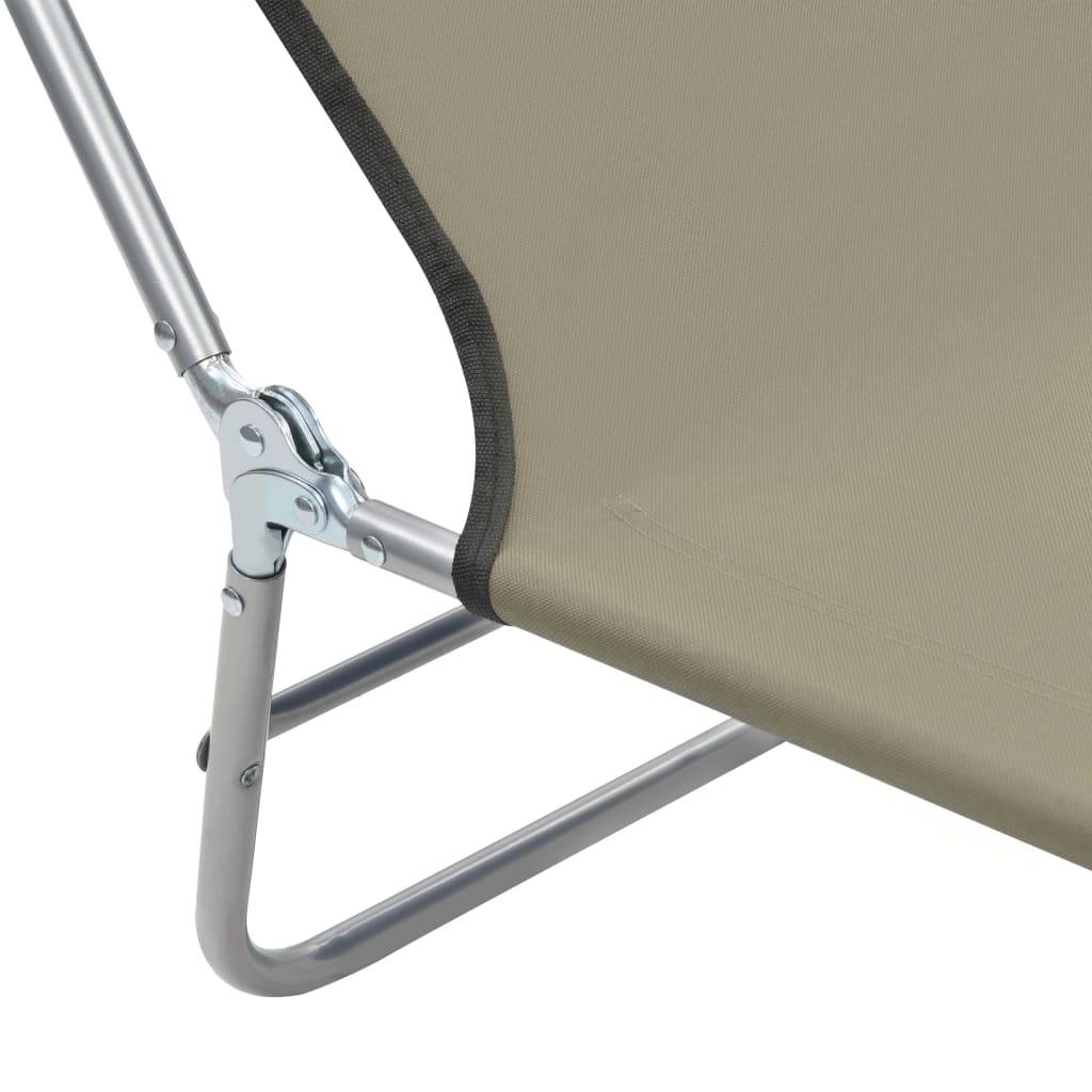 Helloshop26 - Chaises longues pliables 2 pcs acier et tissu taupe - Image 8