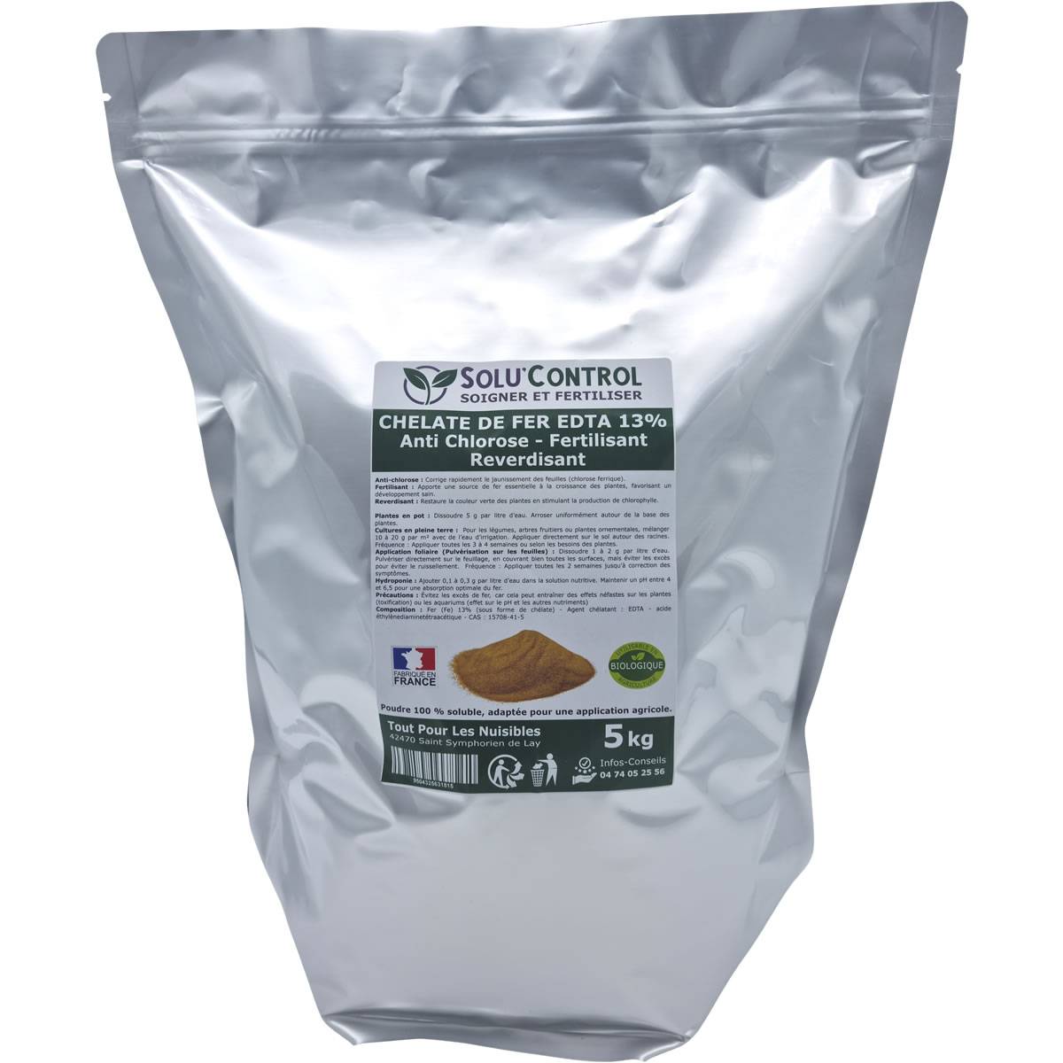 Tout pour les nuisibles - SOLU'CONTROL - Chélate de Fer EDTA 13%, Anti-chlorose, Fertilisant, Reverdissant, 5 kg - Image 2