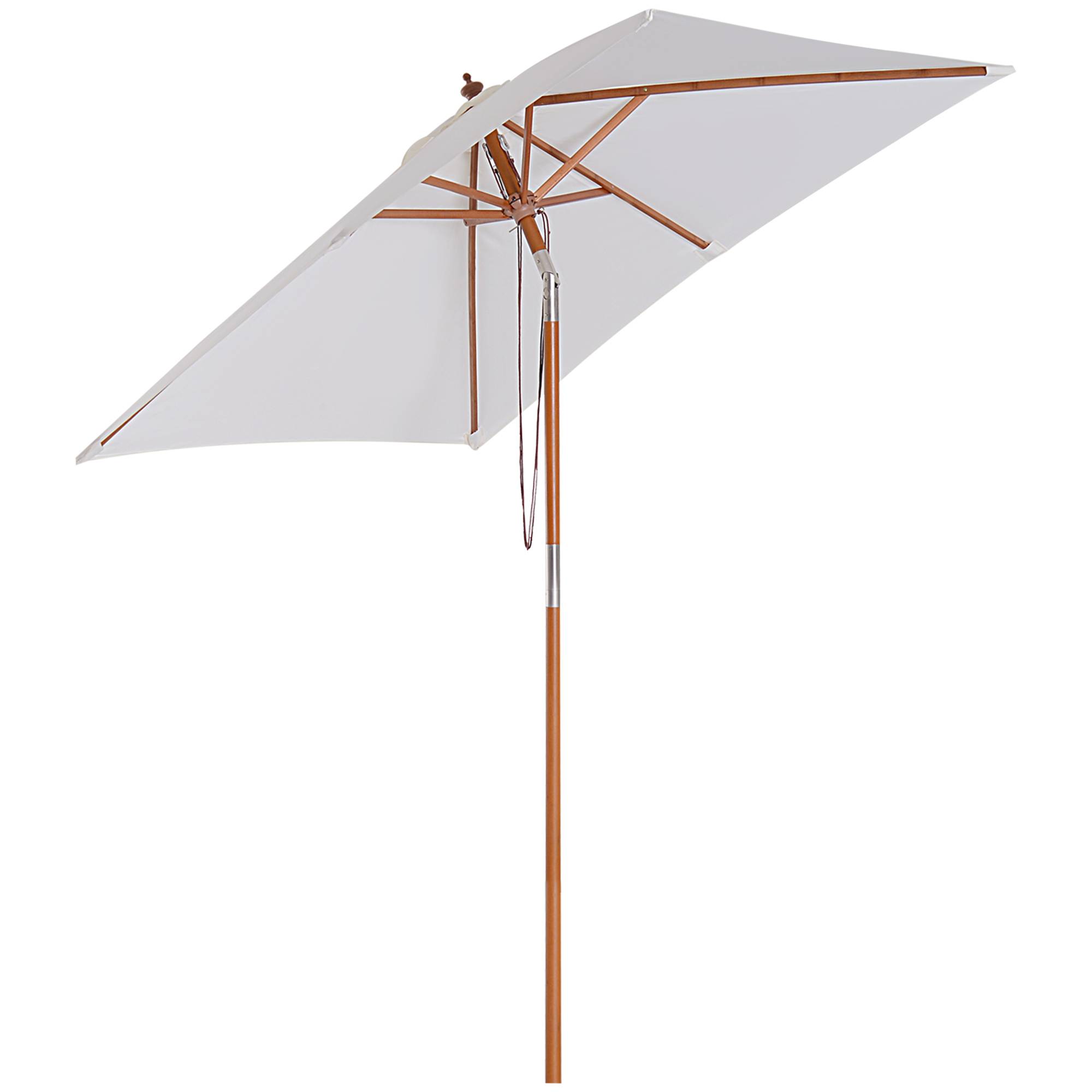 Parasol de jardin extérieur Parasol rectangulaire inclinable - 200x150x235cm Bois Crème fr154 - Image 1