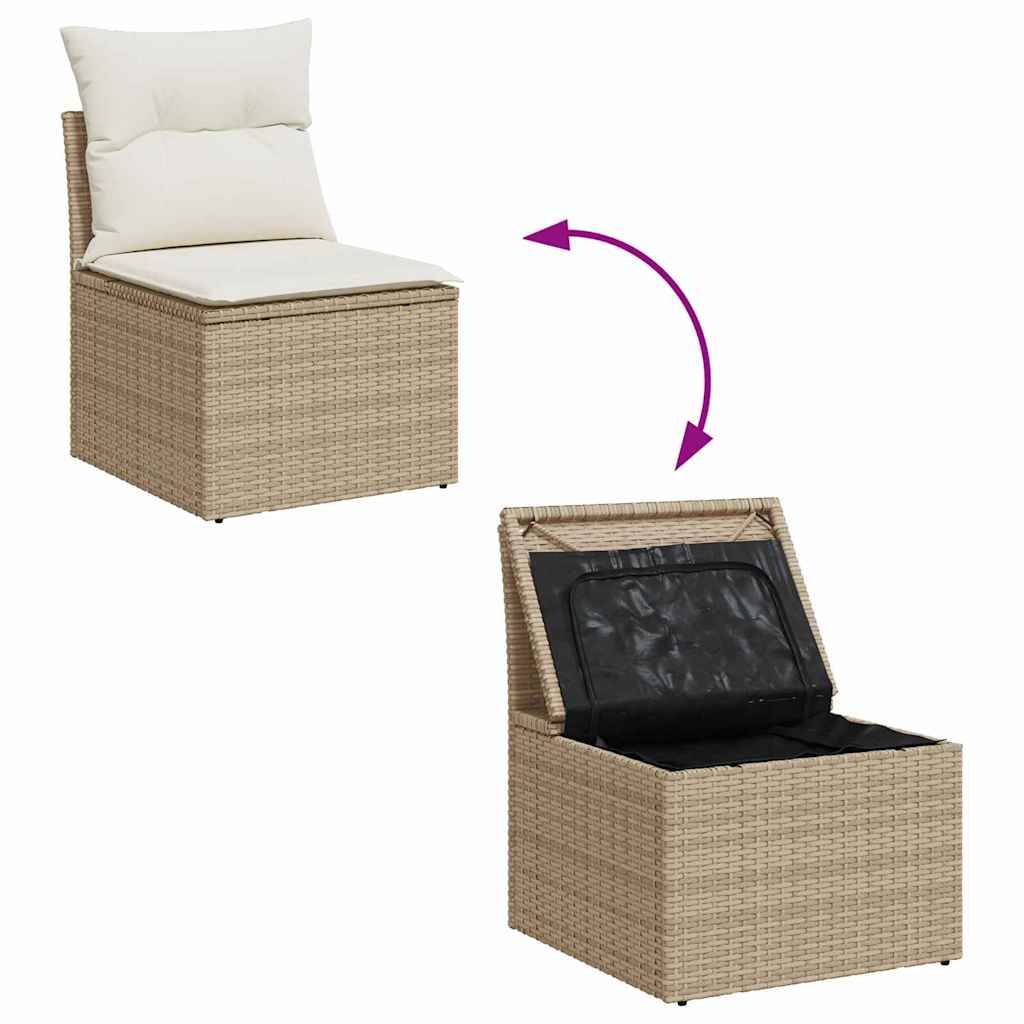 ComfortXL - Salon Bas Extérieur Polyrotin - 6 Modules avec Table de Jardin Carrée - Beige – ComfortXL Outdoor Living - Image 5