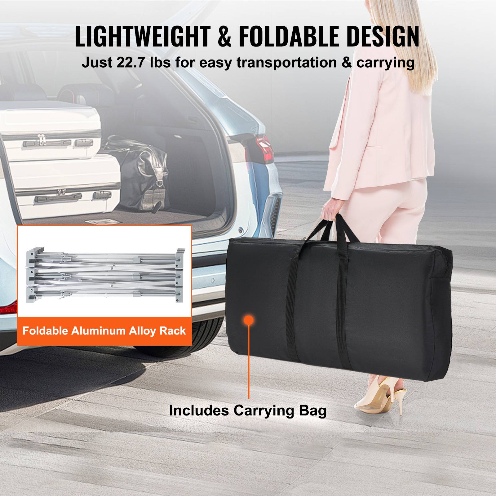 VEVOR Comptoir de stand pliant 130x46.5x95cm avec mur, pour exposition, promotion, avec sac de transport. - Image 6
