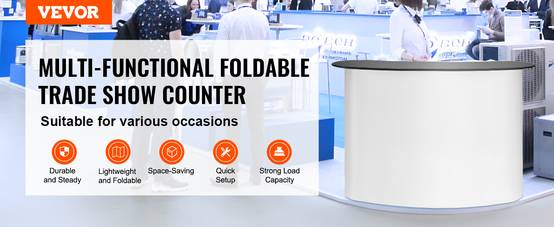 VEVOR Comptoir de stand pliant 130x46.5x95cm avec mur, pour exposition, promotion, avec sac de transport. - Image 9