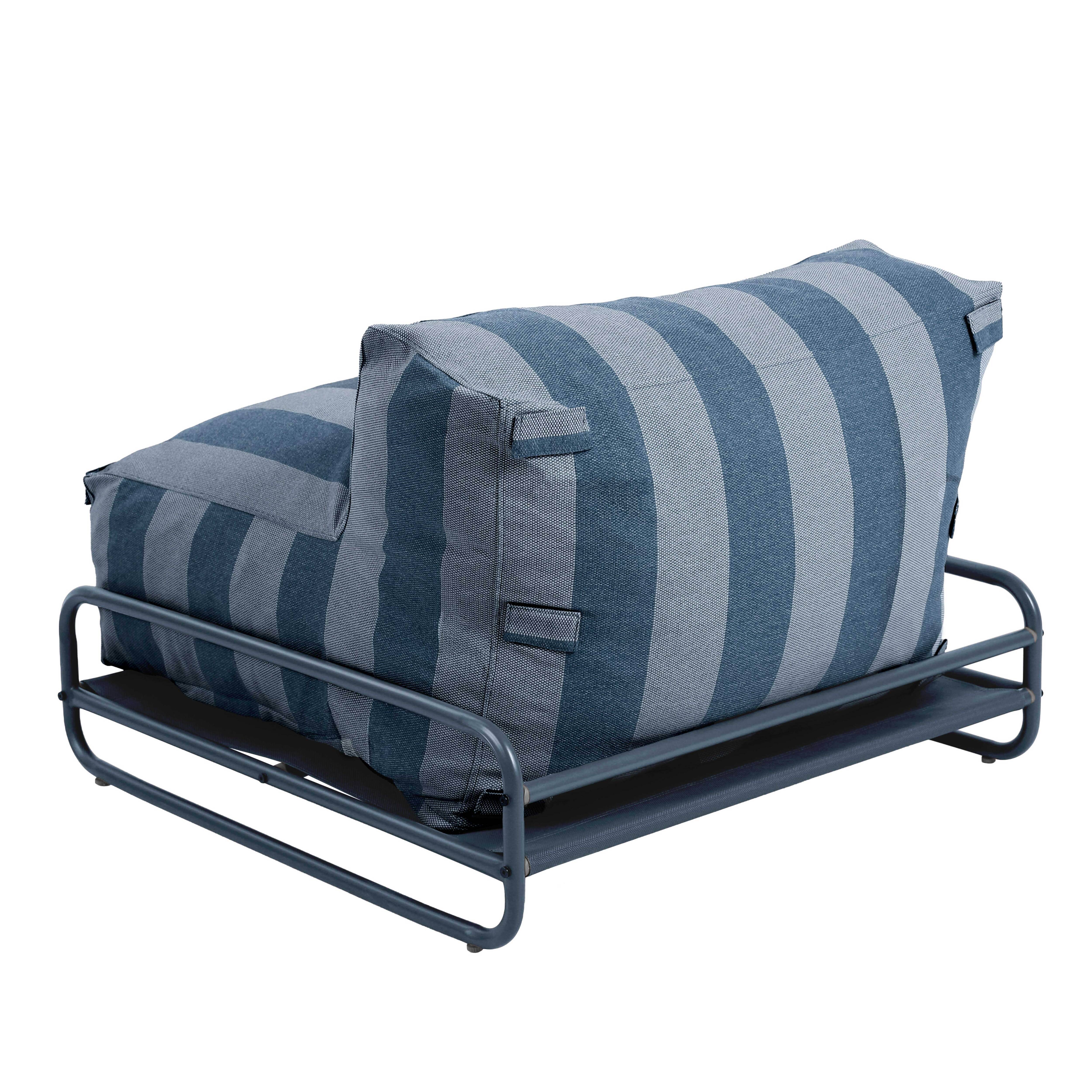 Oviala - Chauffeuse rayée salon de jardin modulable et structure bleu pacific Mixi - Oviala - Image 4