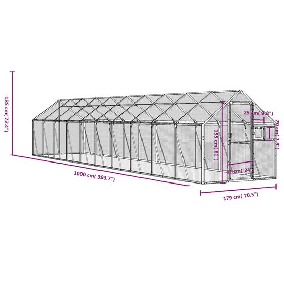 Volière Immense Aluminium Parcours Vol Anthracite 179x1000cm - ComfortXL Outdoor Living - Image 7