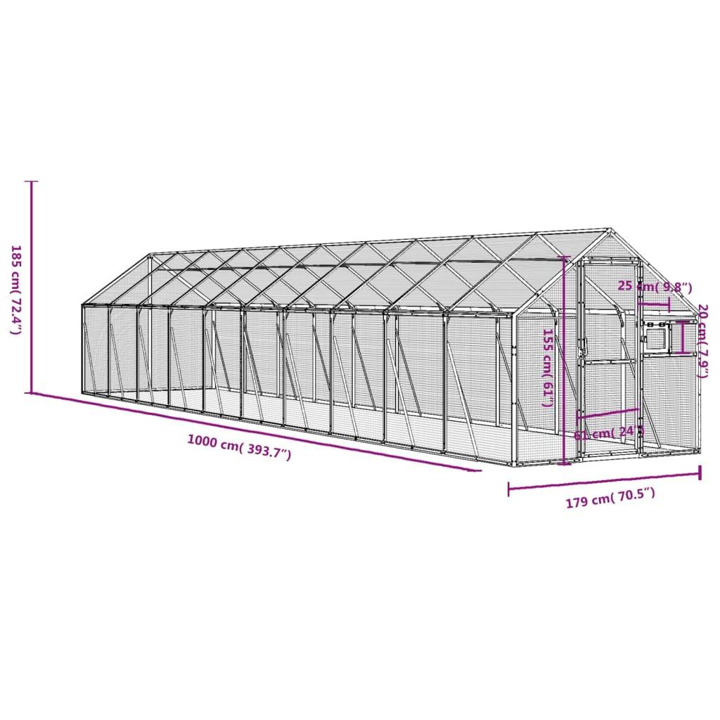 Volière Immense Aluminium Parcours Vol Anthracite 179x1000cm - ComfortXL Outdoor Living - Image 7
