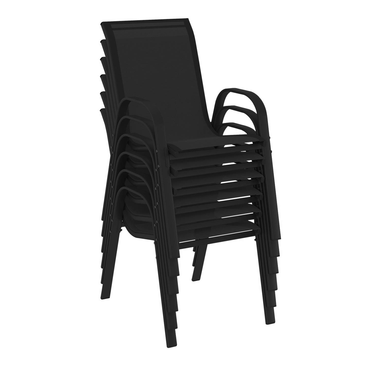 Salon de jardin MADRID table 190 CM et 8 chaises empilables noires - Image 4