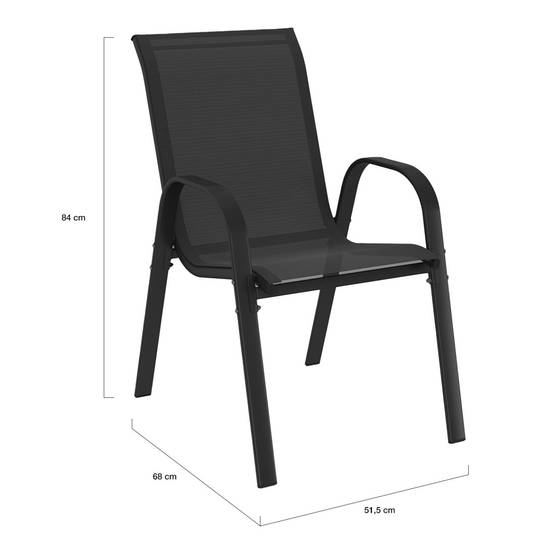 Salon de jardin MADRID table 190 CM et 8 chaises empilables noires - Image 6
