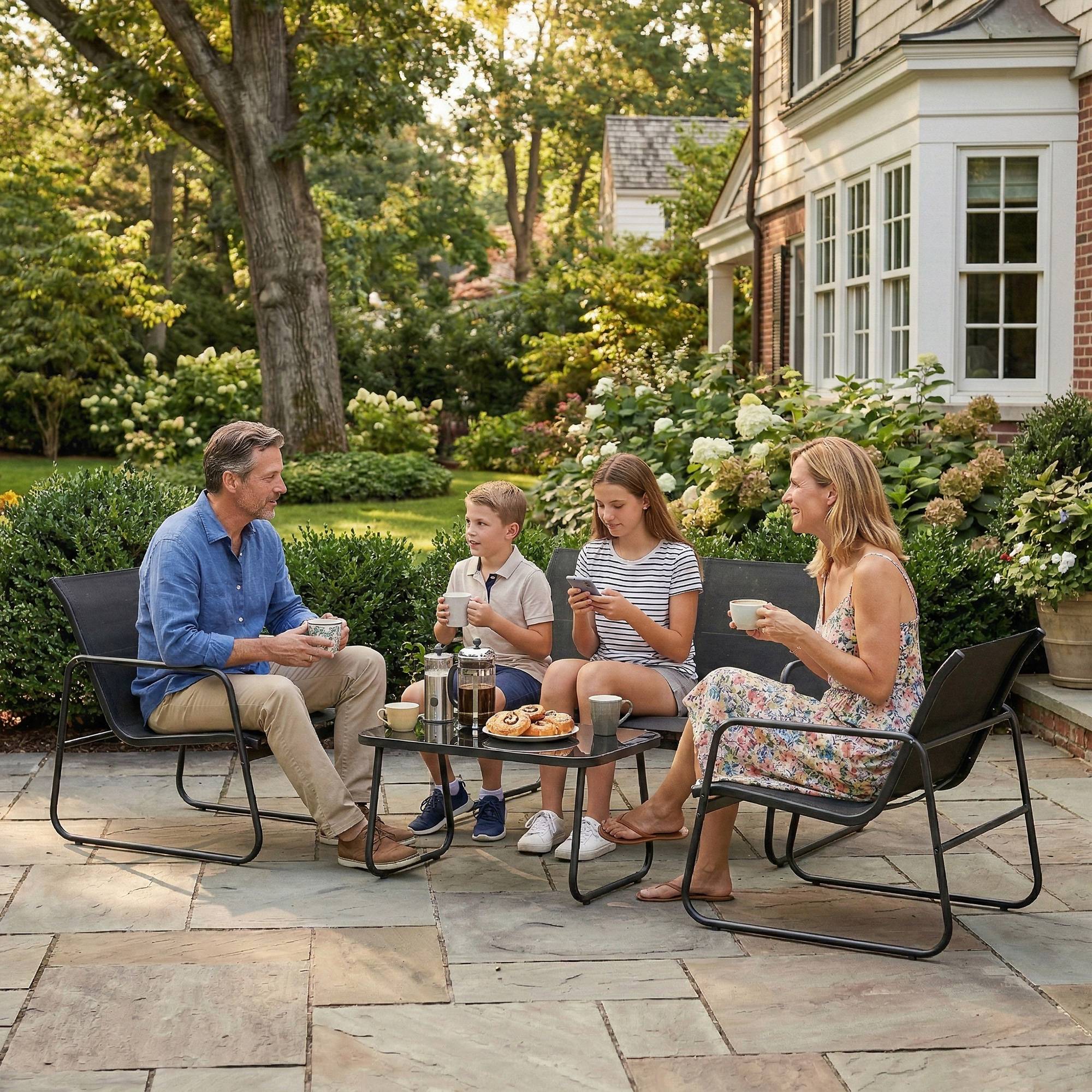Salon de jardin 4 pièces avec canapé, fauteuils et table basse, gris foncé et noir - Image 10