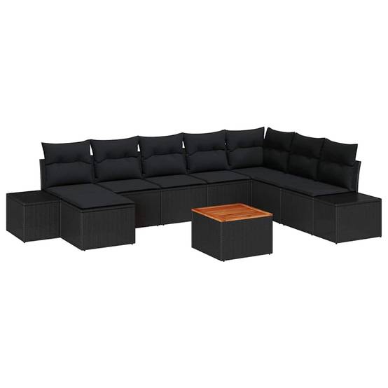 ComfortXL - Salon de jardin 8 places 9 pcs avec pouf et table basse en polyrotin Noir – ComfortXL Outdoor Living - Image 2
