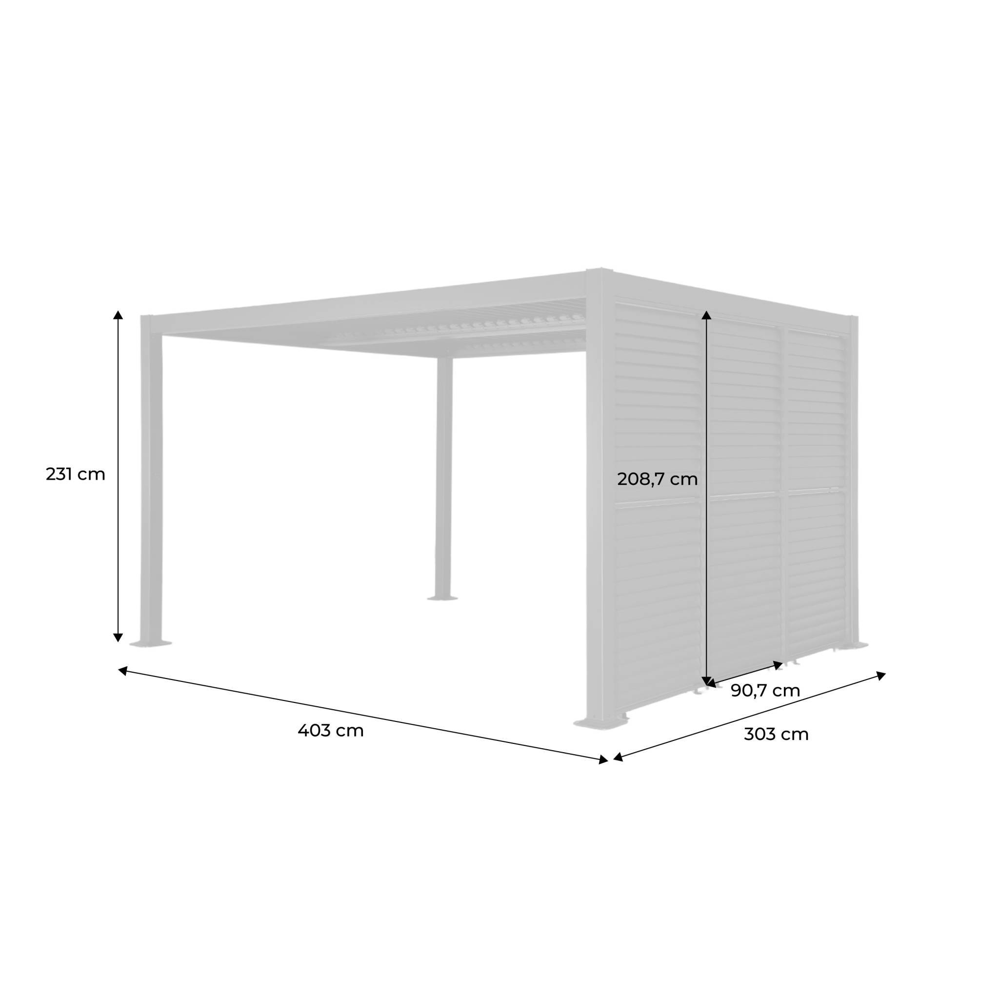 Pergola bioclimatique aluminium et acier 4x3m + 3 persiennes 100cm à lames orientables anthracite Palace | sweeek - Image 4