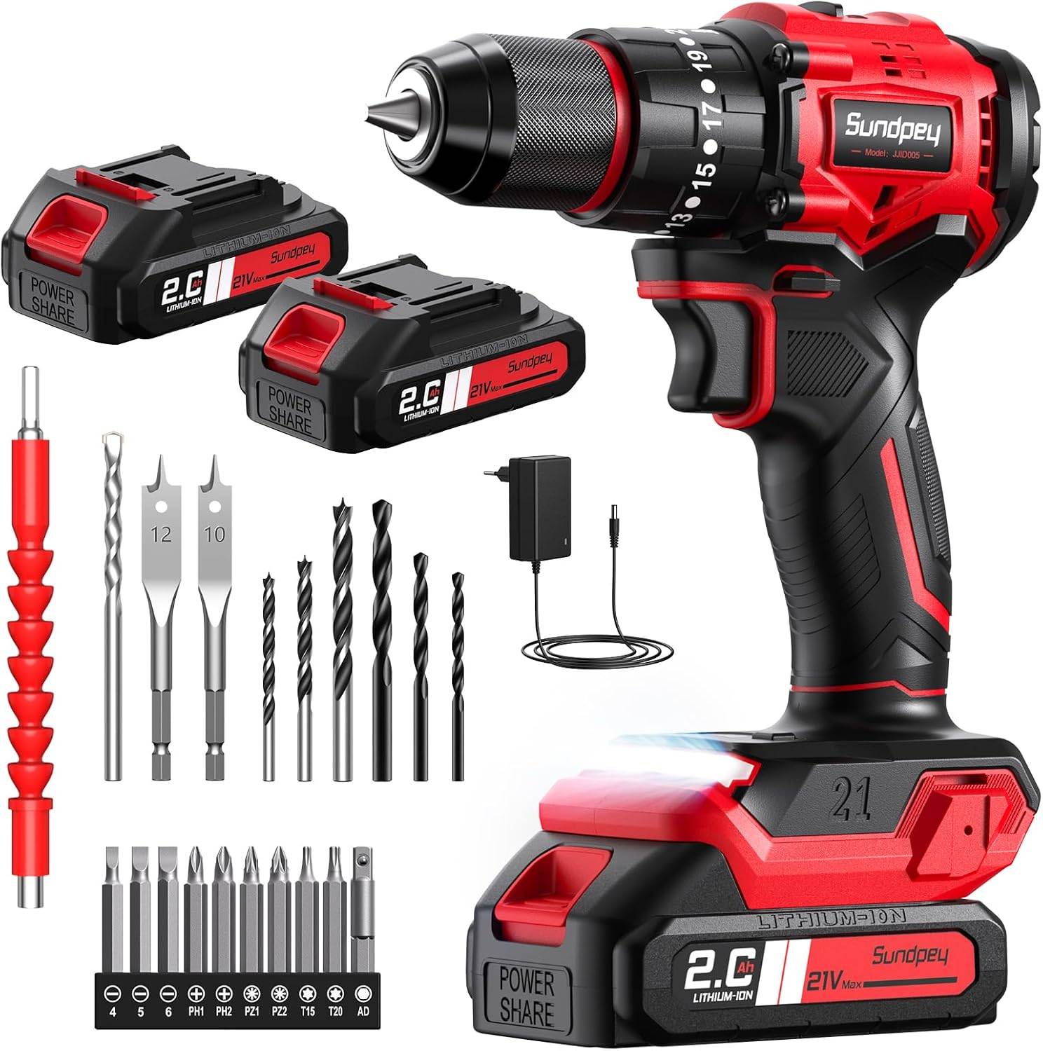 Perceuse sans fil 21 V – 70 Nm max, visseuse sans fil sans balais avec 2 batteries Sundpey - Image 1