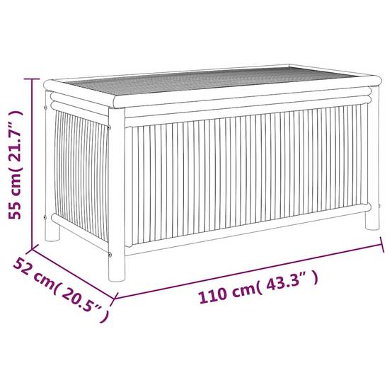 Boîte de rangement jardin bambou naturel 110 x 52 x 55 cm - PANGIVO - Image 8