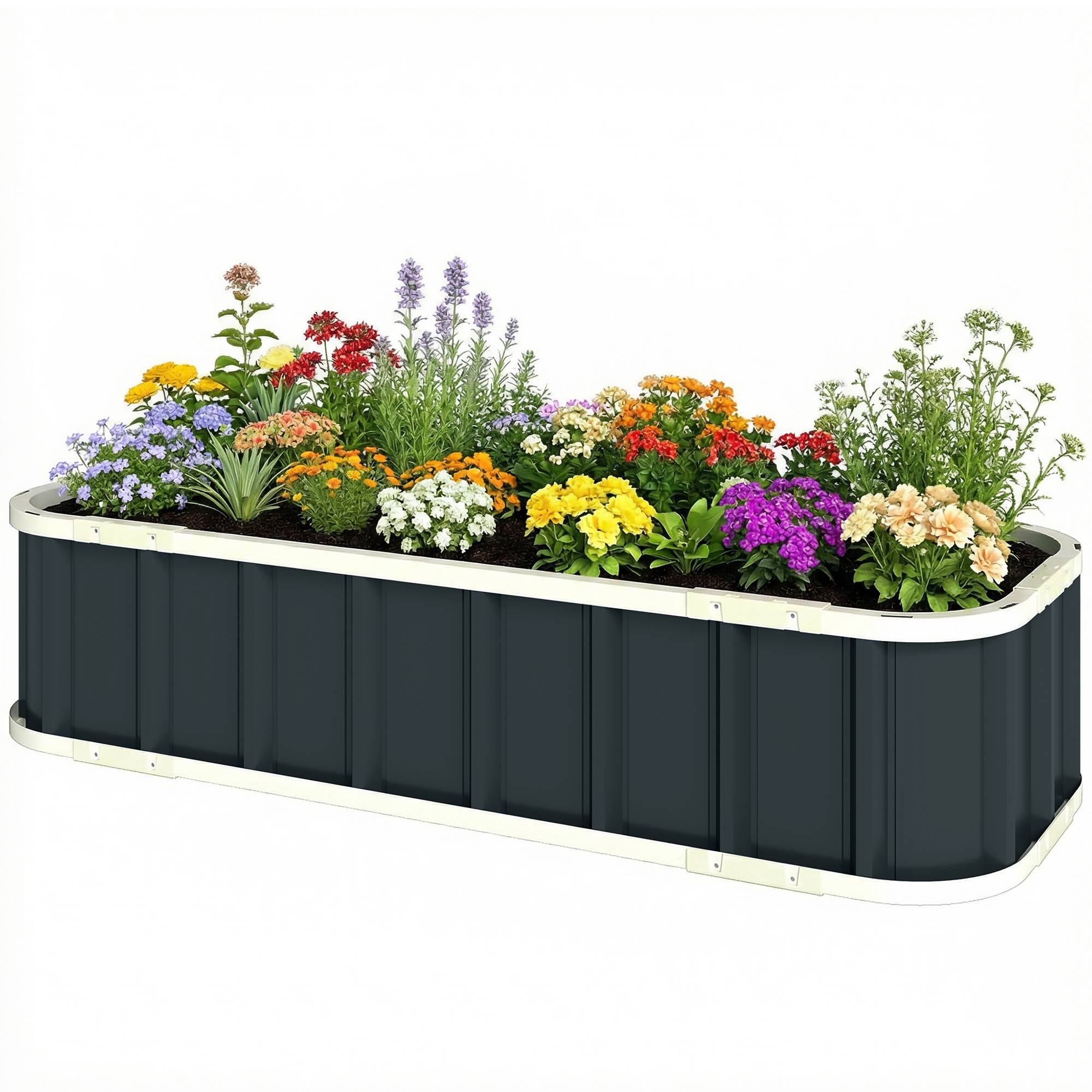 Sans Marque - Carré jardin surélevé acier fixations clic bord replié châssis froid 136x52x31 cm gris foncé - Image 2