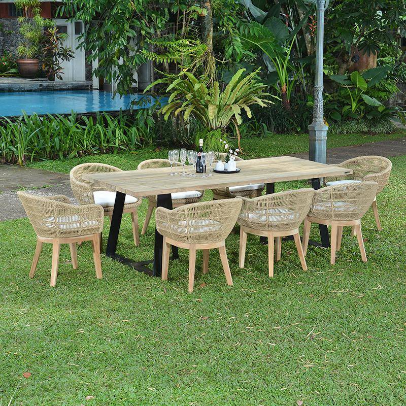 Table métal anthracite et teck recyclé 240 x 100 cm Orsay - Gecko Jardin - Image 7