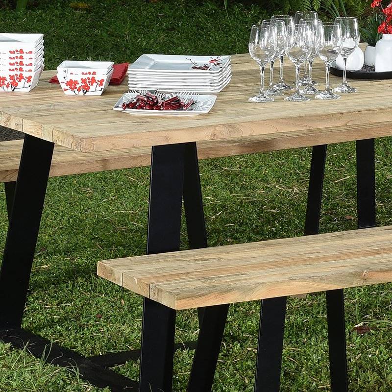 Table métal anthracite et teck recyclé 240 x 100 cm Orsay - Gecko Jardin - Image 3