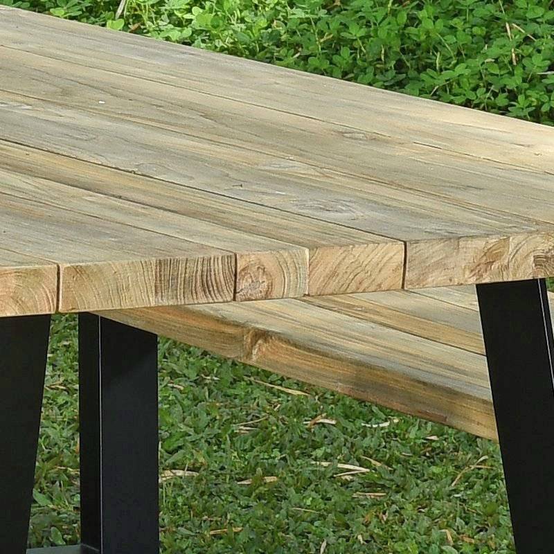 Table métal anthracite et teck recyclé 240 x 100 cm Orsay - Gecko Jardin - Image 4