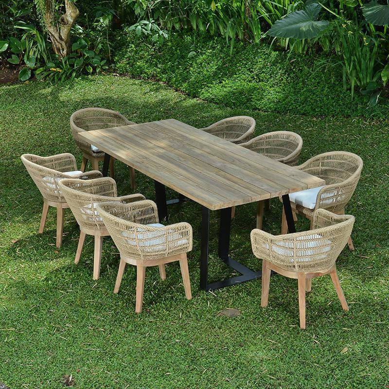 Table métal anthracite et teck recyclé 240 x 100 cm Orsay - Gecko Jardin - Image 6
