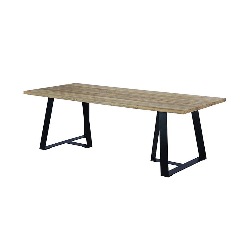 Table métal anthracite et teck recyclé 240 x 100 cm Orsay - Gecko Jardin - Image 2