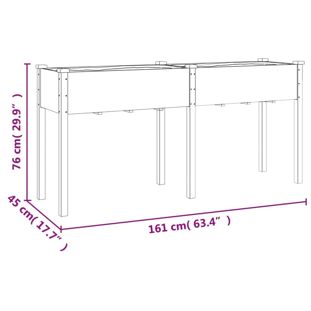 Vidaxl - Jardinière avec doublure marron 161x45x76 cm bois massif sapin vidaXL 364237 - Image 3