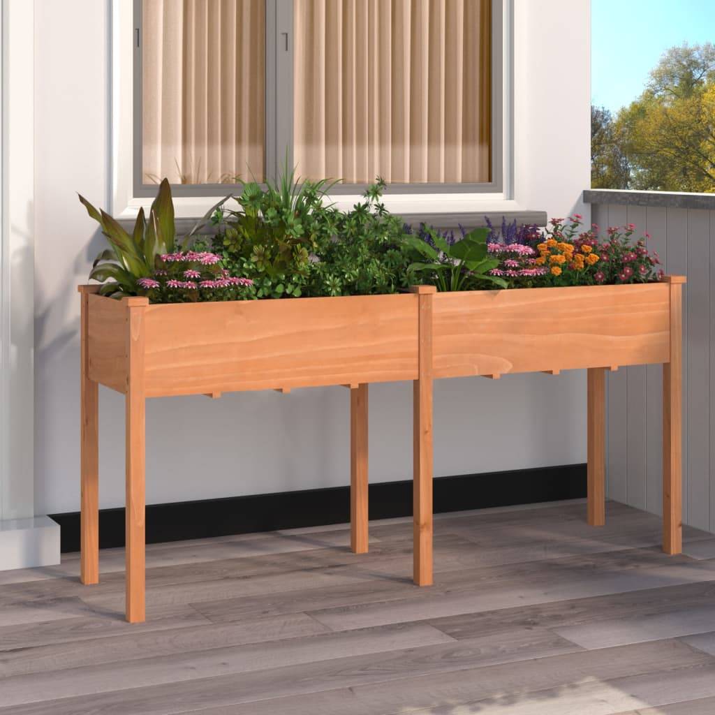 Vidaxl - Jardinière avec doublure marron 161x45x76 cm bois massif sapin vidaXL 364237 - Image 1