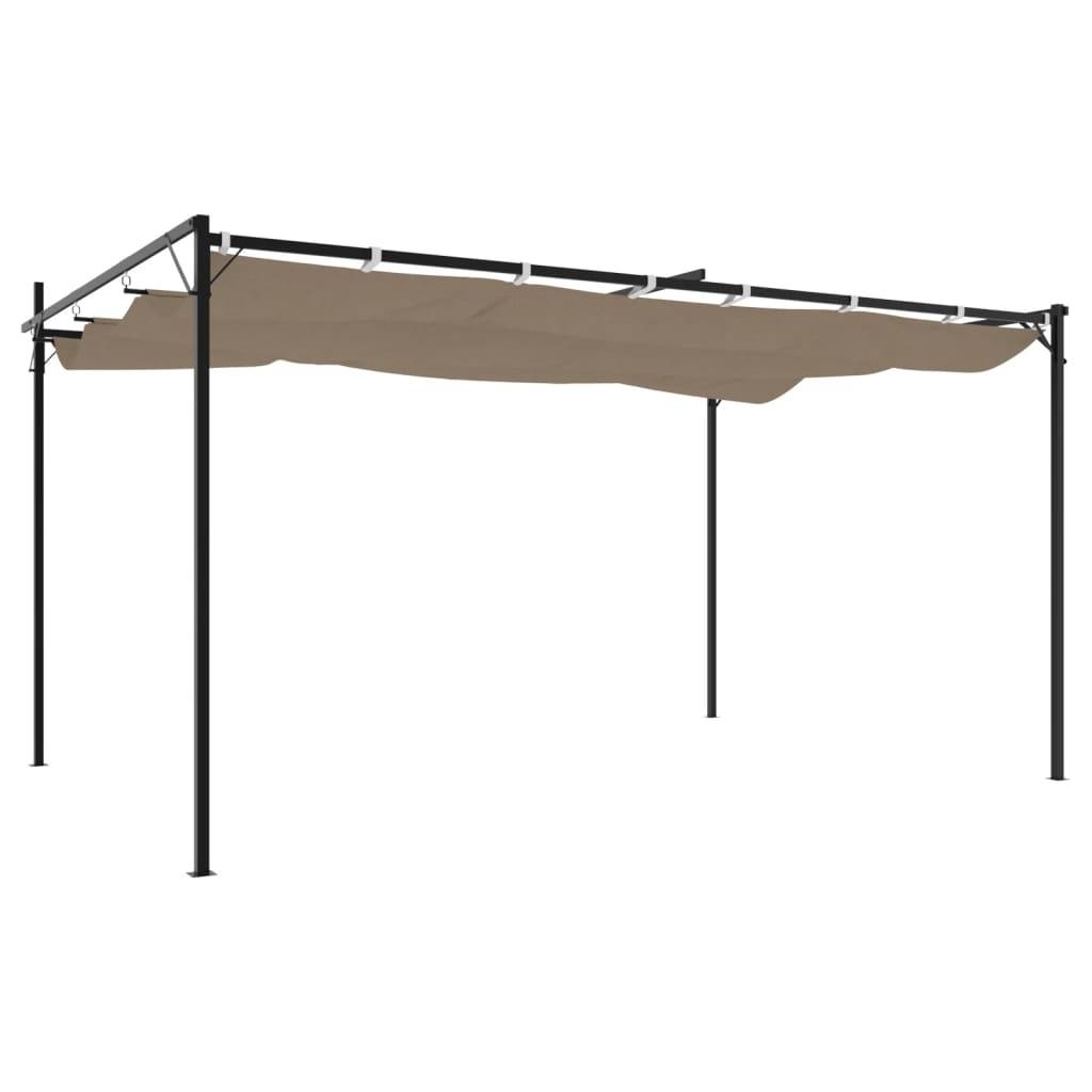 ComfortXL - Pergola Autoportante Aluminium Toit Rétractable Anti-UV 4x3 m Taupe Jardin - ComfortXL Outdoor Living - Image 5